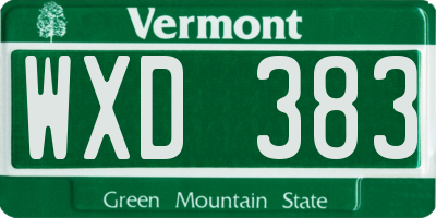 VT license plate WXD383