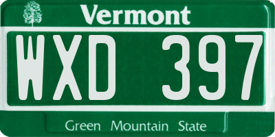 VT license plate WXD397