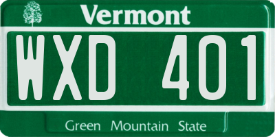 VT license plate WXD401