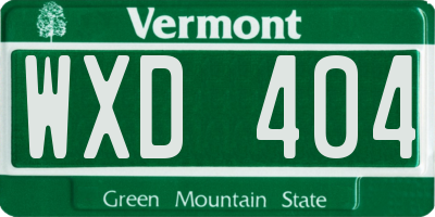 VT license plate WXD404