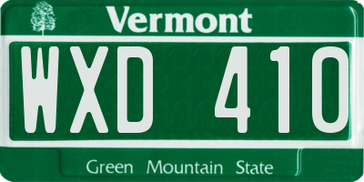 VT license plate WXD410