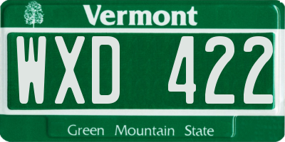 VT license plate WXD422