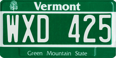 VT license plate WXD425