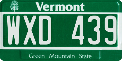 VT license plate WXD439