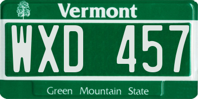 VT license plate WXD457