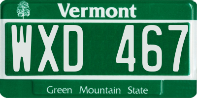 VT license plate WXD467
