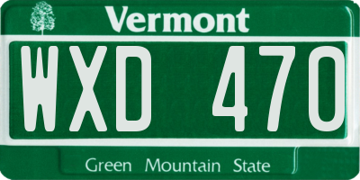 VT license plate WXD470