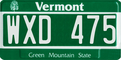 VT license plate WXD475