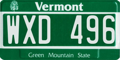 VT license plate WXD496