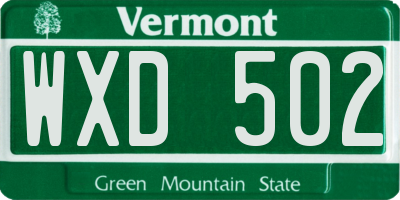 VT license plate WXD502