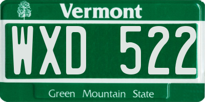 VT license plate WXD522