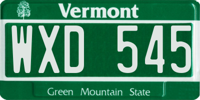 VT license plate WXD545