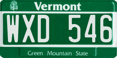 VT license plate WXD546