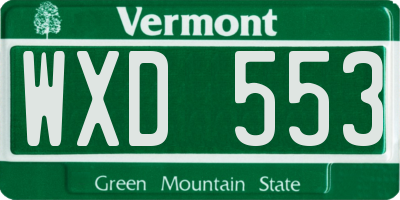 VT license plate WXD553