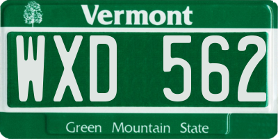 VT license plate WXD562