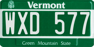 VT license plate WXD577