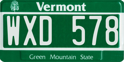 VT license plate WXD578