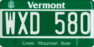 VT license plate WXD580