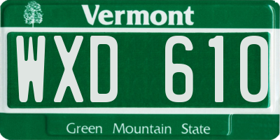 VT license plate WXD610