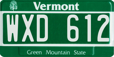 VT license plate WXD612