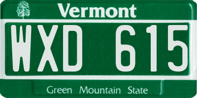VT license plate WXD615
