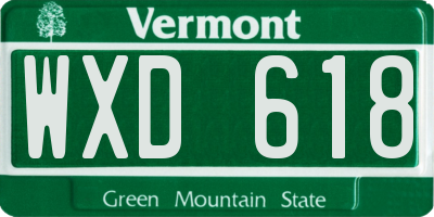 VT license plate WXD618