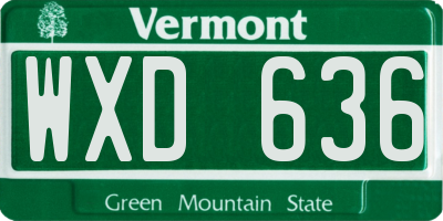 VT license plate WXD636