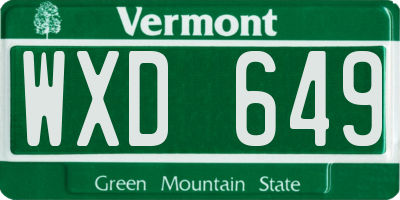 VT license plate WXD649
