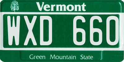 VT license plate WXD660