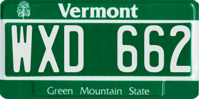VT license plate WXD662