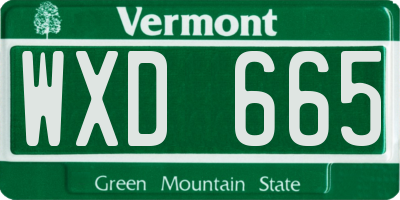 VT license plate WXD665