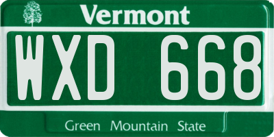 VT license plate WXD668