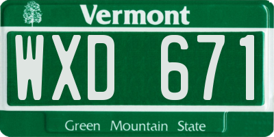 VT license plate WXD671