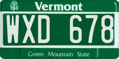 VT license plate WXD678