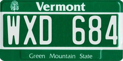 VT license plate WXD684
