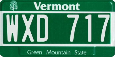 VT license plate WXD717