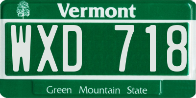 VT license plate WXD718