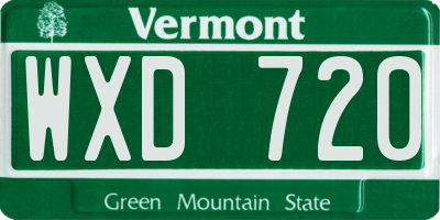 VT license plate WXD720