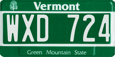 VT license plate WXD724
