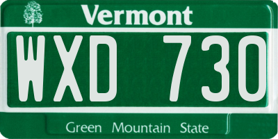 VT license plate WXD730