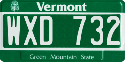 VT license plate WXD732