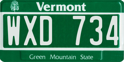 VT license plate WXD734