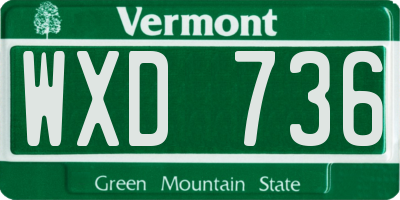 VT license plate WXD736