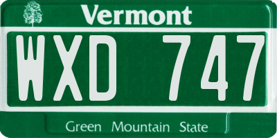 VT license plate WXD747