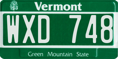 VT license plate WXD748