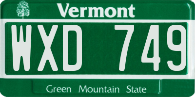 VT license plate WXD749