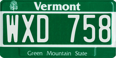 VT license plate WXD758