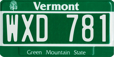 VT license plate WXD781
