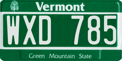 VT license plate WXD785