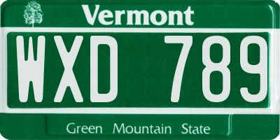 VT license plate WXD789